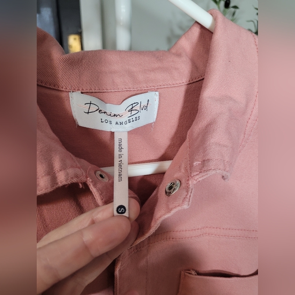 Denim Blvd Pink Romper with Button Front Small - Picture 2 of 5